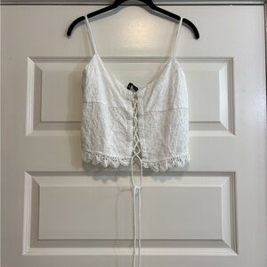Zara tie front tank with lace detail